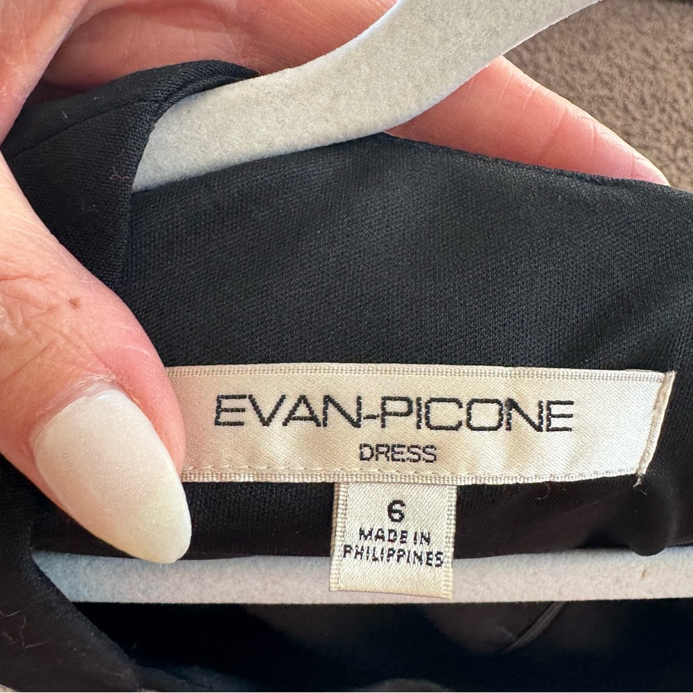 EVAN-PICONE BLACK PEPLUM SHEATH DRESS SHORT SLEEVE SQUARE NECK SIZE 6 - Picture 5 of 10